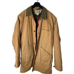 L.L. Bean Men's Military Field Jacket - Beige with Dark Brown Trim